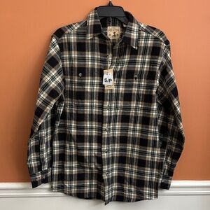 Red Head NWT Men's Plaid Shirt in Black and Cream